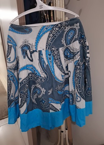 Mavi Gri Batik Desenli i Etek