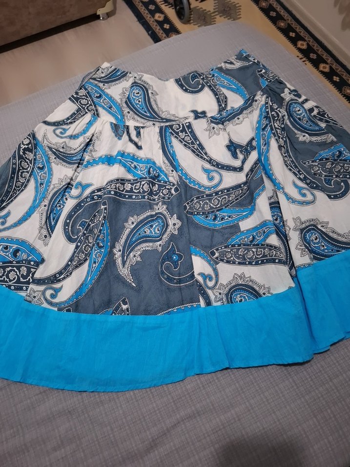 Mavi Gri Batik Desenli i Etek - Görsel 2