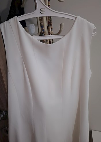 42 Beden Beyaz V Yaka Midi Tunik