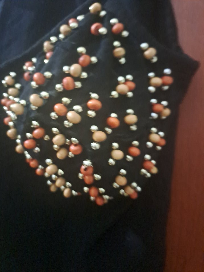 Boncuk İşlemeli Siyah penye Büstiyer - Görsel 3