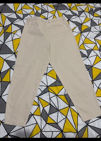 Bej Keten Midi Kumaş Pantolon - Görsel 4