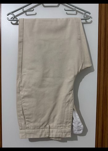 Bej Keten Midi Kumaş Pantolon - Görsel 2