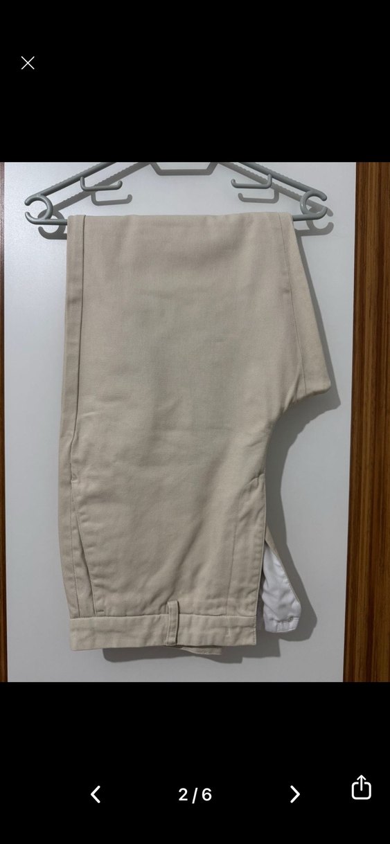 Bej Keten Midi Kumaş Pantolon - Görsel 2