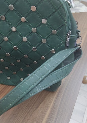 Yeşil Deri Kadın  Çantası - Görsel 2