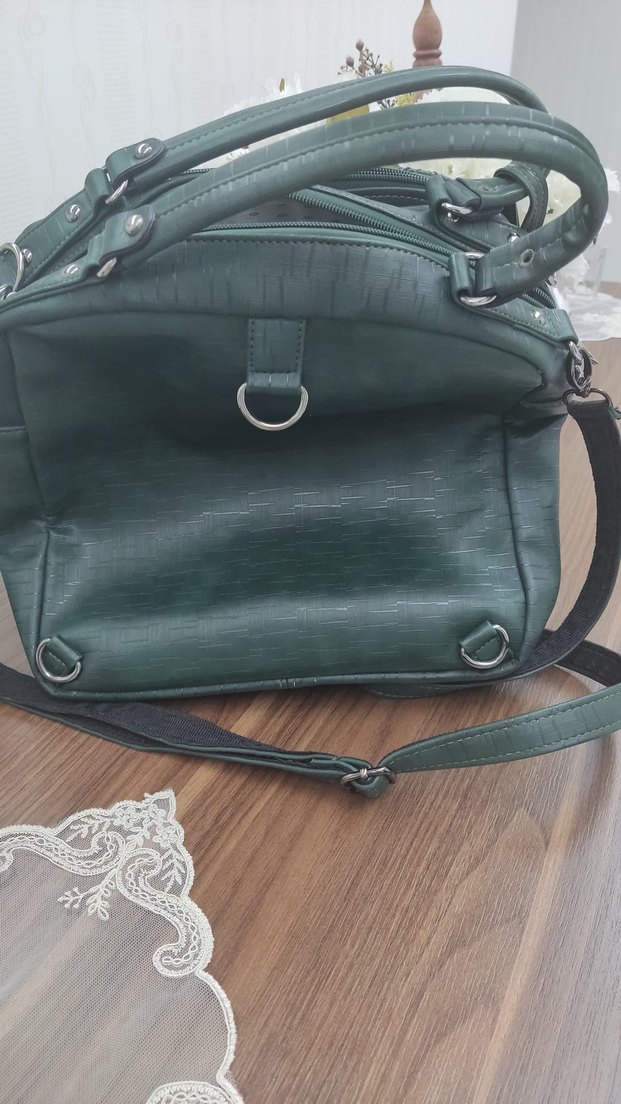 Yeşil Deri Kadın  Çantası - Görsel 4