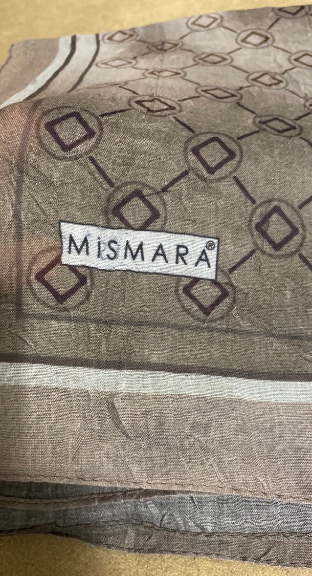 Drapeli Kahverengi ve Gri Keten Kadın eşarp - Görsel 2