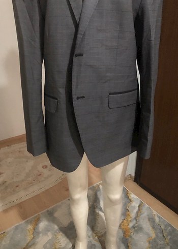 Gri Erkek Ceket, Düğmeli, Ofis Tarzı - Görsel 4