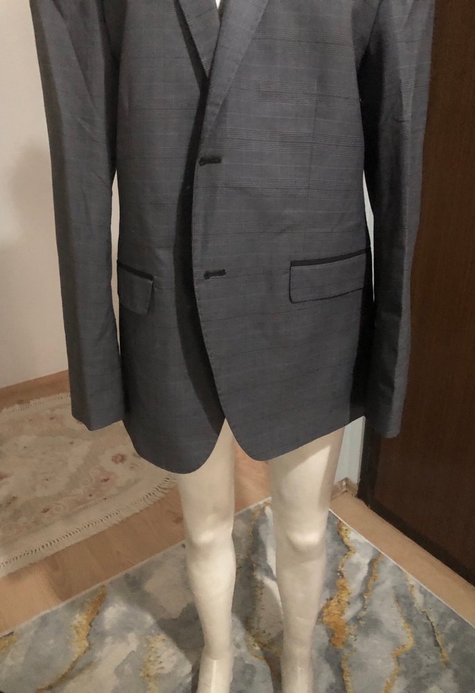 Gri Erkek Ceket, Düğmeli, Ofis Tarzı - Görsel 4