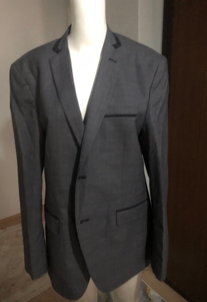 Gri Erkek Ceket, Düğmeli, Ofis Tarzı - Görsel 3