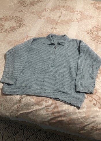 Gri Örgü Kadın Kazak Yaka Detaylı - Görsel 2