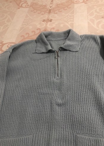 Gri Örgü Kadın Kazak Yaka Detaylı - Görsel 3