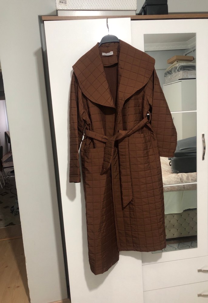 Kemerli Kahverengi Kadın Trençkot - Görsel 3