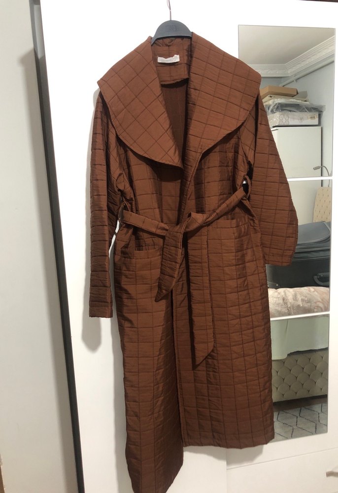 Kemerli Kahverengi Kadın Trençkot - Görsel 5