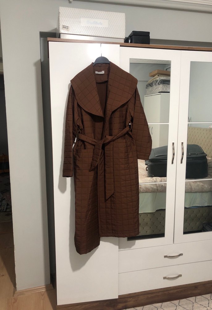 Kemerli Kahverengi Kadın Trençkot - Görsel 2