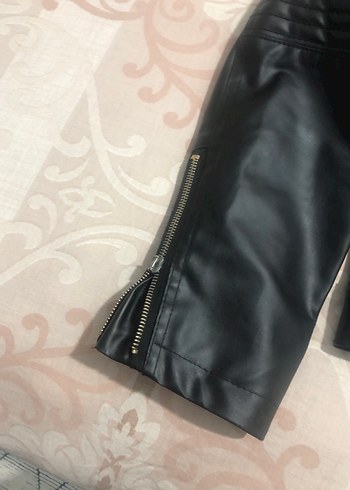 Siyah Deri Biker Ceket - Görsel 6