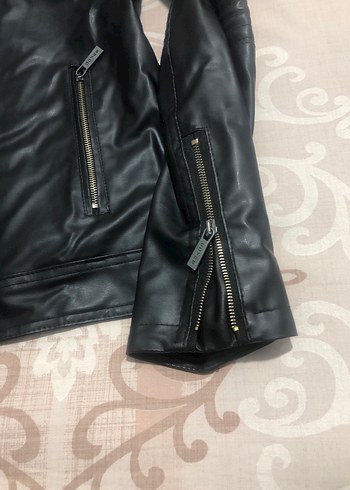 Siyah Deri Biker Ceket - Görsel 7