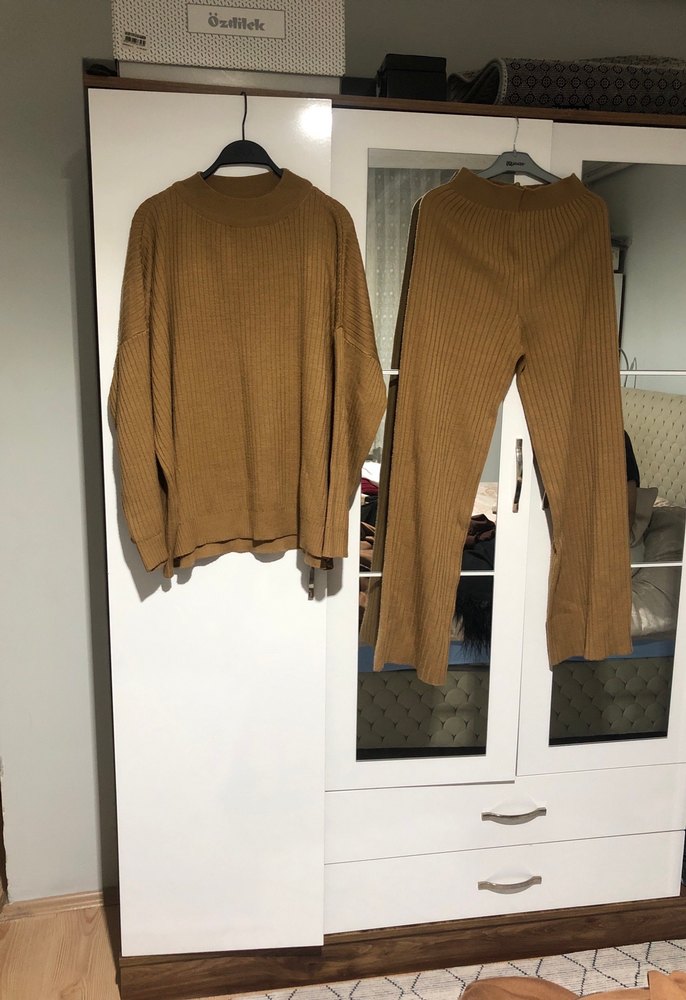 Kadın Kahverengi Örgü Triko Kazak - Görsel 2