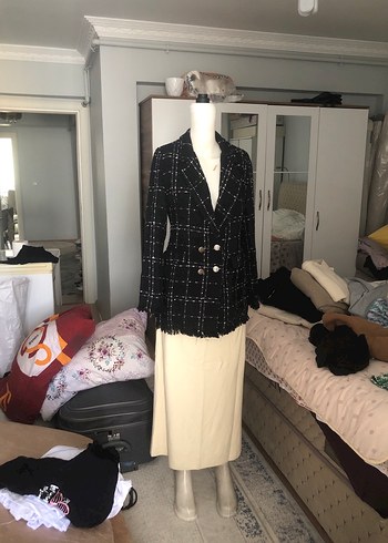 Düğmeli Uzun Kadın Blazer - Klasik Kesim