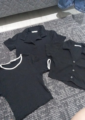 Siyah Kısa Kollu crop