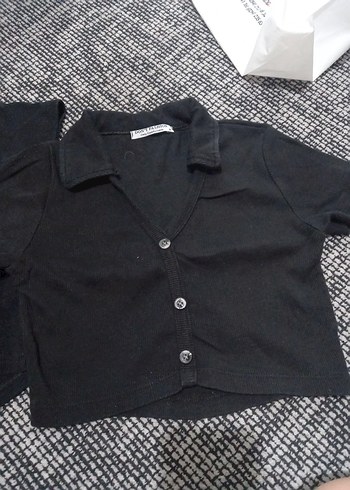 m Beden Siyah Kısa Kollu crop