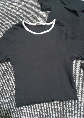Defacto Siyah Kısa Kollu crop