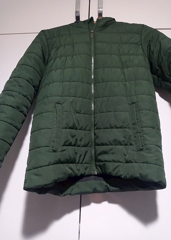 Koyu Yeşil Fermuarlı erkek çocuk Kışlık mont - Görsel 2