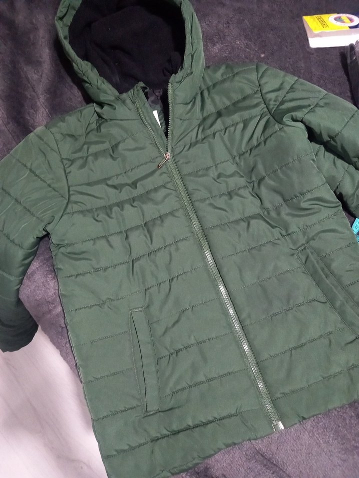 Koyu Yeşil Fermuarlı erkek çocuk Kışlık mont - Görsel 5