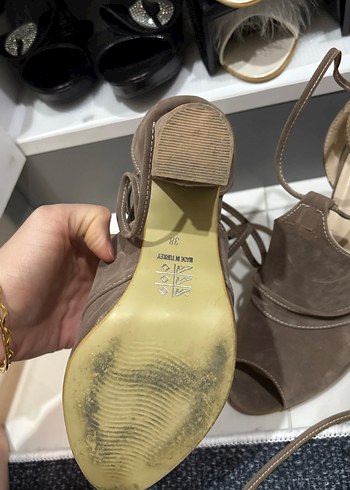 Bej Süet Kadın Topuklu Ayakkabı - Görsel 4