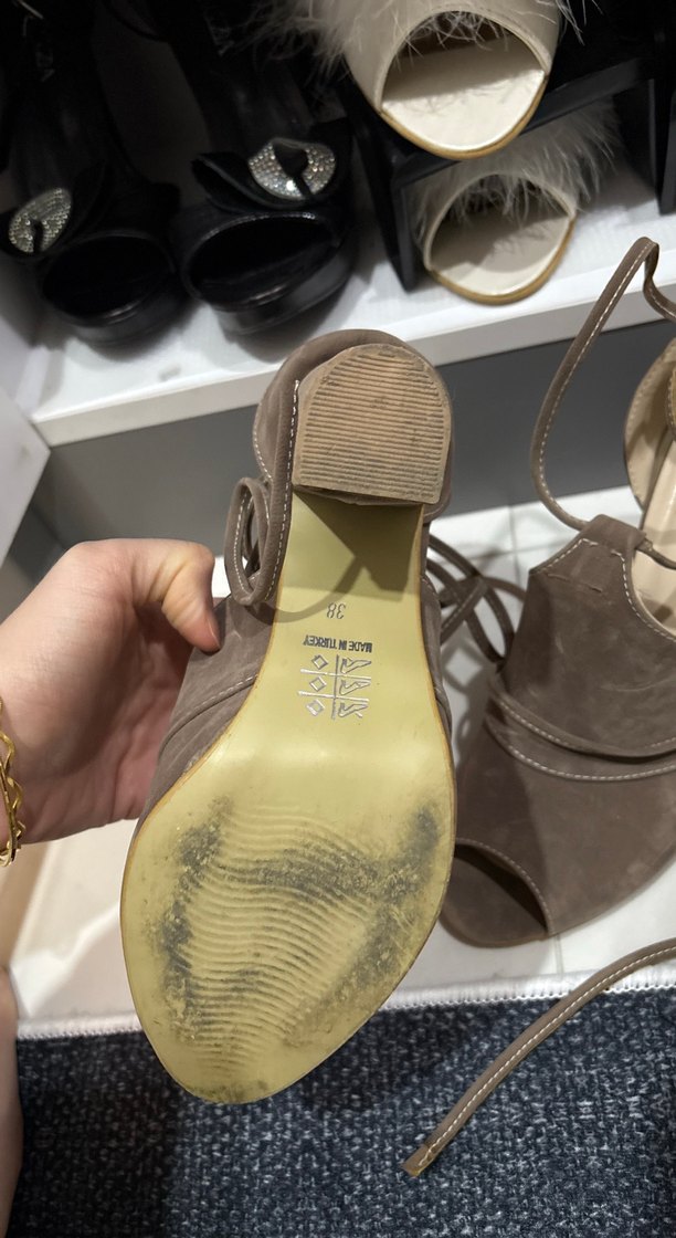 Bej Süet Kadın Topuklu Ayakkabı - Görsel 4