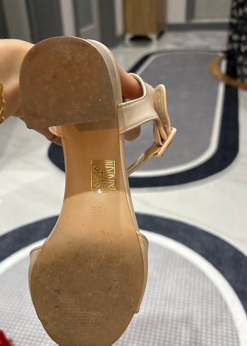 Bej Kadın Topuklu Günlük Sandalet - Görsel 6