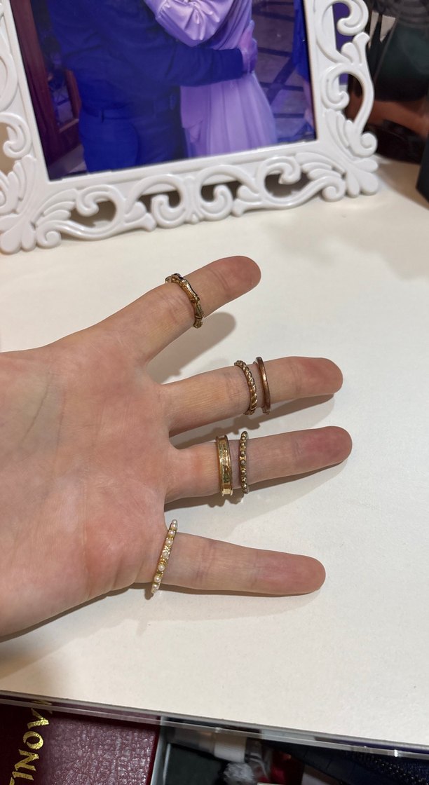 Eklem yüzükleri Kadın Altın Renkli Boncuklu Minimalist Yüzük - Görsel 4