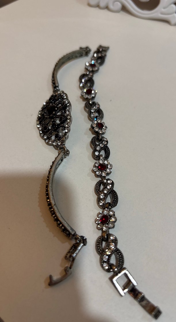 Bordo Zincir Detaylı Vintage Kadın Bileklik - Görsel 2