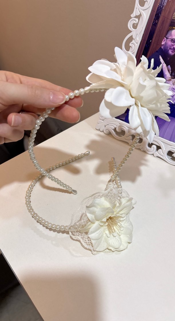 Dantel Detaylı Beyaz Bohem Saç Aksesuarı - Görsel 4