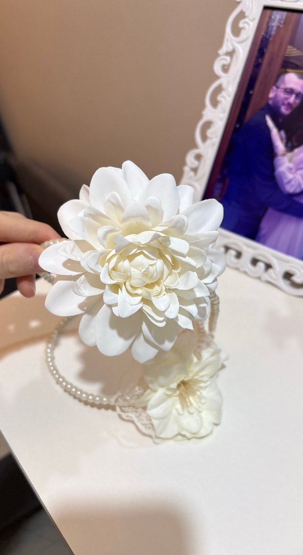 Dantel Detaylı Beyaz Bohem Saç Aksesuarı - Görsel 3