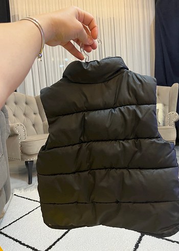 Siyah çocuk Şişme Yelek, Yüksek Yakalı, Düğmeli