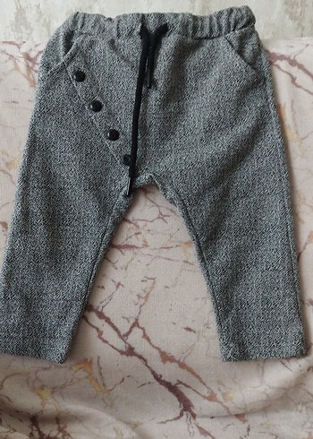 Düğmeli Gri Erkek Çocuk Triko Pantolon