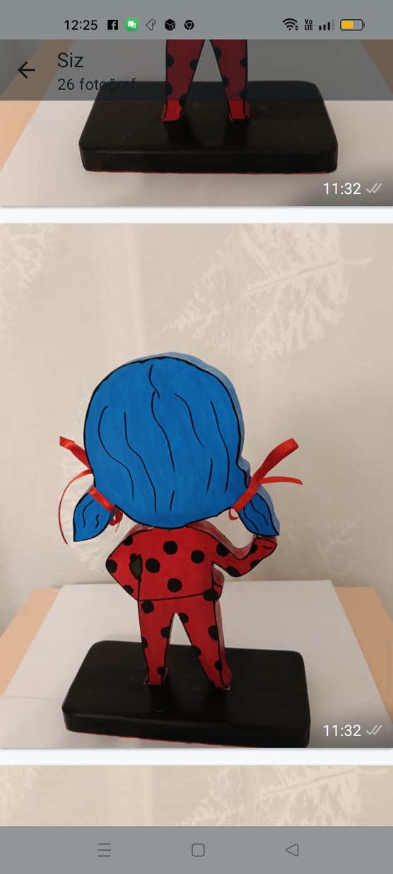 Kırmızı Maskeli Mavi Saç Figürü ahşap 25 cm boy Mdf özel kesim - Görsel 2