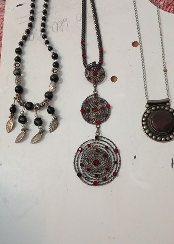 Uzun Kırmızı İşlemeli Boncuklu Bohem Kolye3 âdet fiyatı - Görsel 2