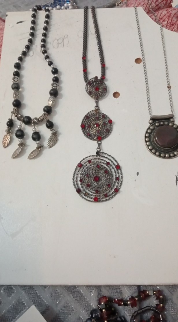 Uzun Kırmızı İşlemeli Boncuklu Bohem Kolye3 âdet fiyatı - Görsel 3