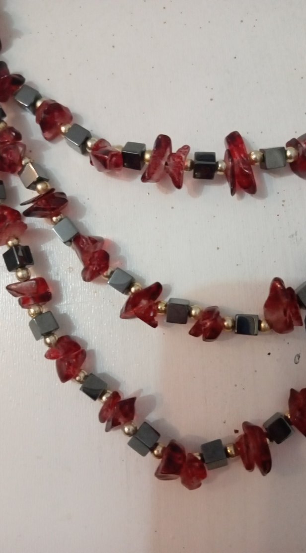 Koyu Kırmızı Boncuklu Bohem Uzun Kolyecam boncuk - Görsel 3