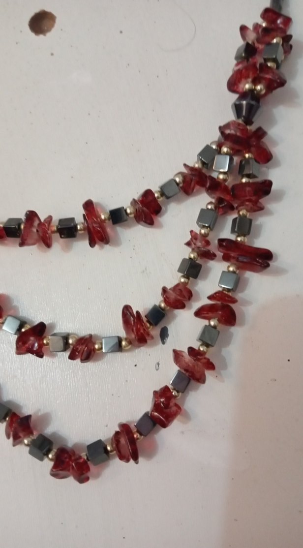 Koyu Kırmızı Boncuklu Bohem Uzun Kolyecam boncuk - Görsel 4