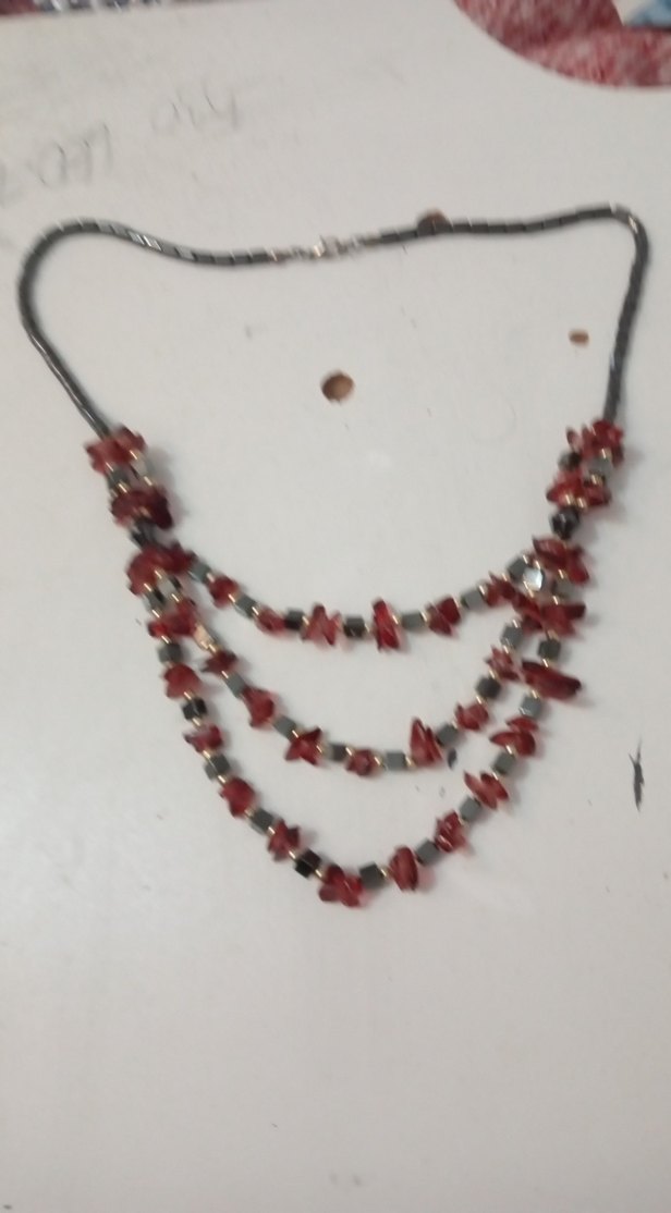 Koyu Kırmızı Boncuklu Bohem Uzun Kolyecam boncuk - Görsel 2