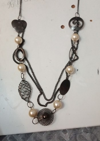 Uzun Bej Boncuklu Vintage Bohem Kolye - Görsel 4