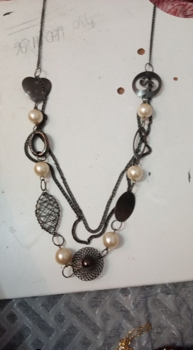 Uzun Bej Boncuklu Vintage Bohem Kolye - Görsel 4