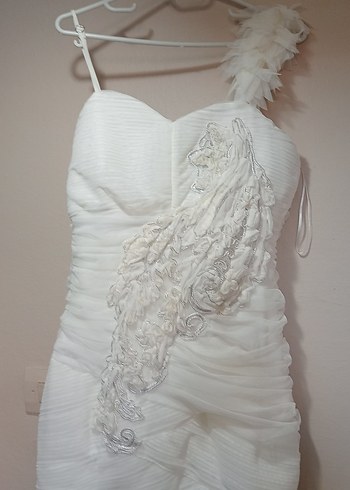 Uzun Beyaz Straplez Denizkızı Gelinlik - Görsel 3