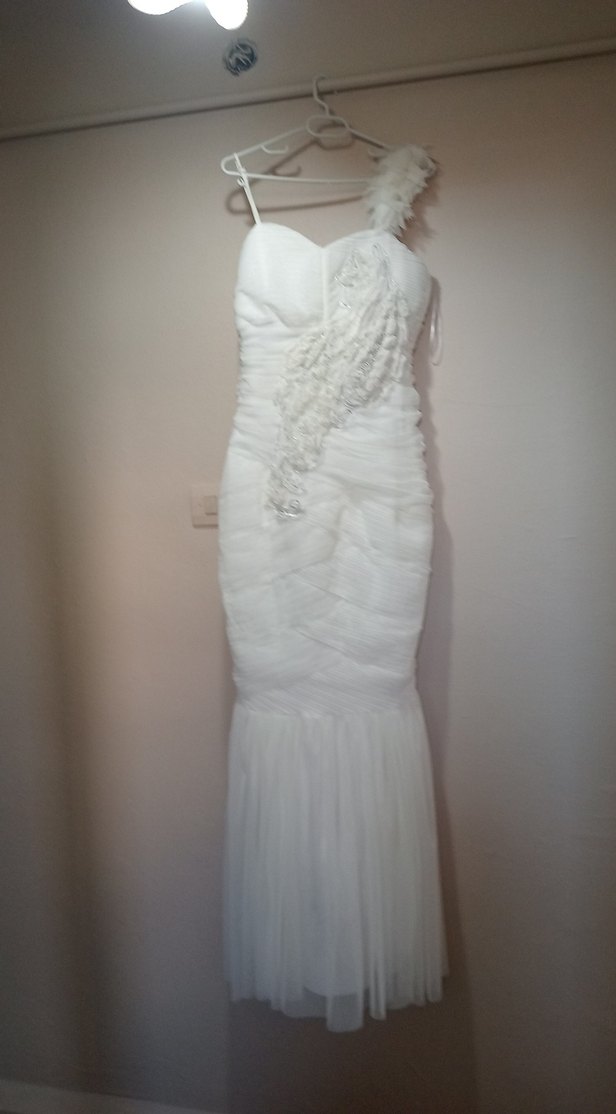 Uzun Beyaz Straplez Denizkızı Gelinlik - Görsel 2