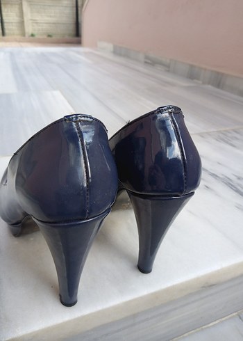 Parlak Lacivert Platform Topuklu Kadın Platform - Görsel 7