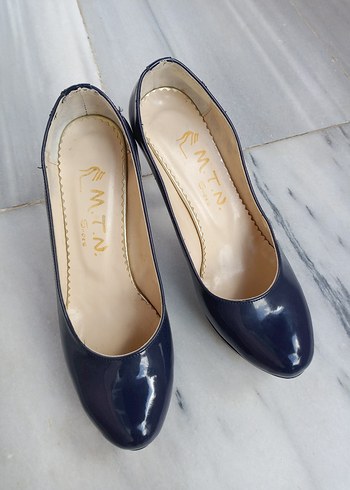 Parlak Lacivert Platform Topuklu Kadın Platform - Görsel 3