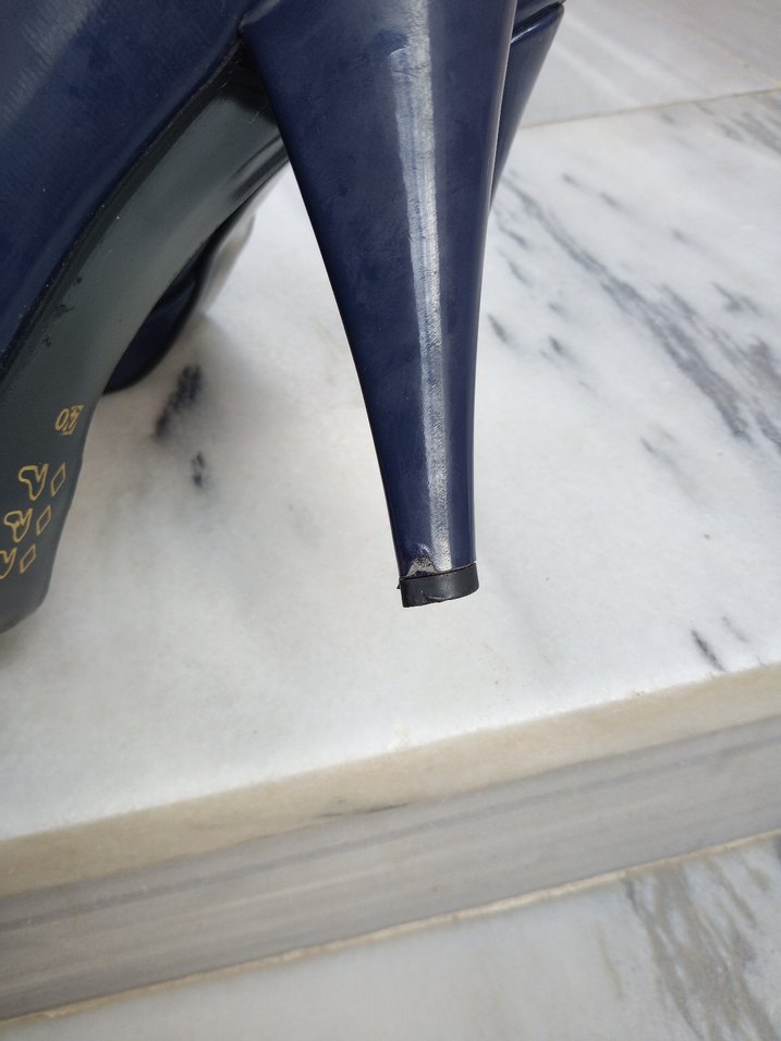 Parlak Lacivert Platform Topuklu Kadın Platform - Görsel 5