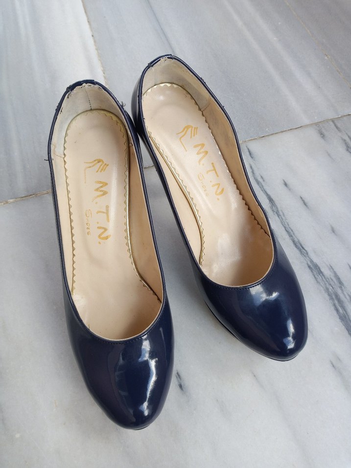 Parlak Lacivert Platform Topuklu Kadın Platform - Görsel 3